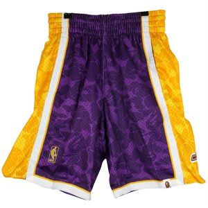 BAPE LA Lakers Mitchell & Ness NBA Jersey Shorts S Small Purple Yellow White NWT